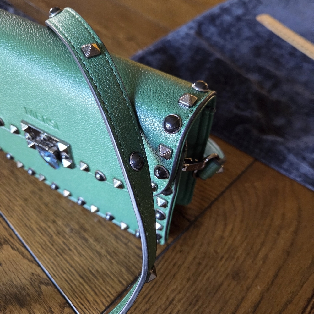 Mersi Vegan Green Crossbody Studded New With Tags Purse - Picture 14 of 14